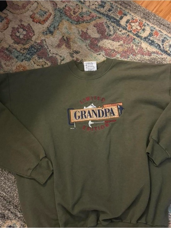 m&c sport Other - M&C SPORT 80s vintage Olive Green 'Grandpa' Embroidered Crewneck Sweatshirt